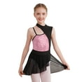 thumbnail image 1 of CHICTRY Kids Girls Ballet Contemporary Dance Dress Shiny Sequins Mesh Patchwork Asymmetrical Dance Costume Pink 4, 1 of 6