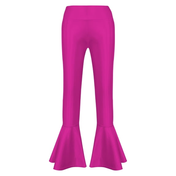 CHICTRY Kids Girls Bell Bottoms Jazz Hip Hop Dance Flare Pants,Sizes 5-14 Hot Pink 10