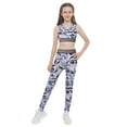 thumbnail image 1 of CHICTRY Kids Girls Camouflage Print Sports Suit Sleeveless Racer Back Crop Top with Athletic Leggings Active Set Lavender 10, 1 of 7