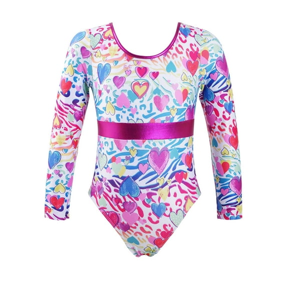 CHICTRY Kids Girls Cartoon Prints Gymnastics Leotard Dance Unitard,Sizes 4-14 White&Pink 12