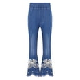 thumbnail image 1 of CHICTRY Kids Girls Casual Denim Pants Flared Jeans Juniors Ripped Ruffled Bell Bottoms Long Pants Type E 140/4XL, 1 of 7