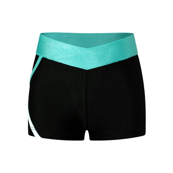 CHICTRY Kids Girls Color Contrast Sports Shorts Summer Casual Bottoms Ballet Gymnastics Dance Shorts Blue Green 10