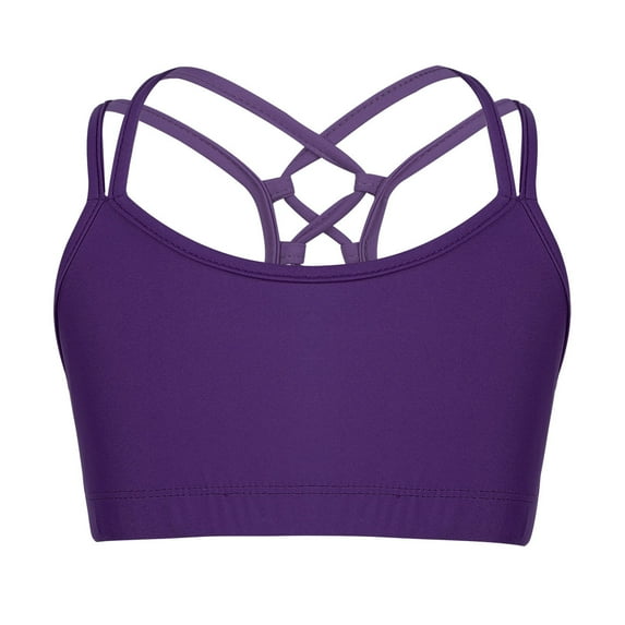 CHICTRY Kids Girls Criss-Cross Back Dance Top Ballet Sports Workout Crop Tank Top Purple 4