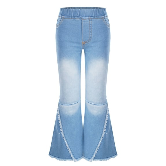 CHICTRY Kids Girls Denim Pants Casual Bell Bottom Flared Jeans Trousers Light Blue 14