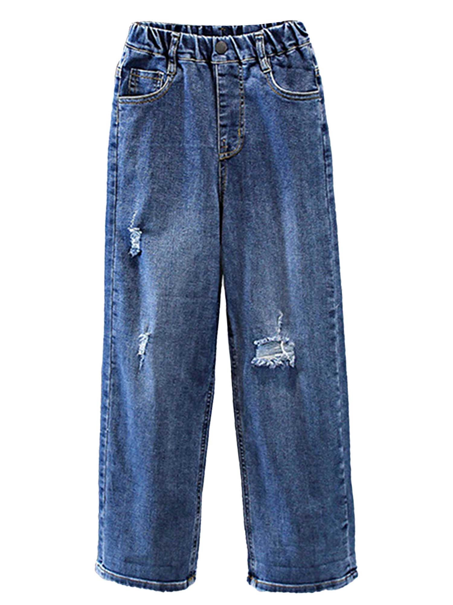 CHICTRY Kids Girls Denim Ripped Wide Leg Pants Casual Jeans with Multi- pocket