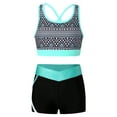 thumbnail image 1 of CHICTRY Kids Girls Gym Outfit Sleeveless U Neck Strappy Back Crop Top with Low Waist Shorts Sports Suit Activewear Geometric Black 8, 1 of 7