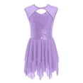 thumbnail image 1 of CHICTRY Kids Girls Gymnastics Leotard Ballet Dancewear Sequins Mesh Lyrical Dance Dress Prom Party Costume Purple 12, 1 of 5