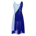 thumbnail image 1 of CHICTRY Kids Girls Gymnastics Leotard Irregular Lyrical Dance Dress Hollow Back High-Low Skirt Dancewear A Navy Blue 16, 1 of 7