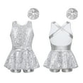 thumbnail image 1 of CHICTRY Kids Girls Jazz Modern Dance Costume Allover Sparkling Sequins Leotard Dress with Hair Band Stage Wear A Silver 10, 1 of 7