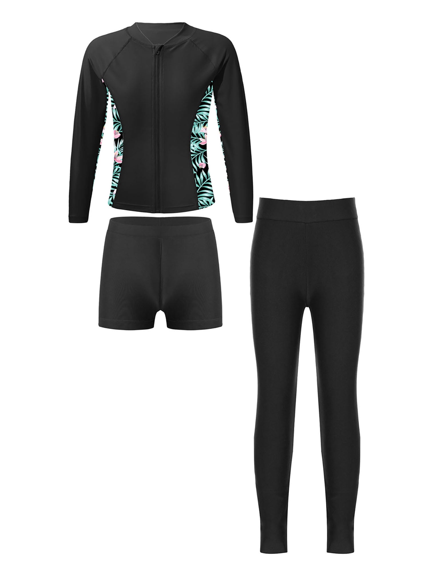 CHICTRY Kids Girls Long Rash Guard Sets Upf 50+ Swim Coat Bodershorts ...