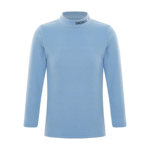 CHICTRY Kids Girls Long Sleeve Solid Color Warm Tops Mock Neck Ribbed Pullover Thermal Undershirt Light Blue 11-12