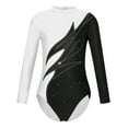 thumbnail image 1 of CHICTRY Kids Girls Long Sleeve Stand Collar Dancewear Hollow Back Shiny Rhinestone Gymnastic Dance Leotard White 6, 1 of 5
