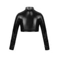 thumbnail image 1 of CHICTRY Kids Girls Long Sleeves Glossy Crop Top for Dancing Performance,Sizes 6-14, 1 of 7