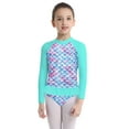 thumbnail image 1 of CHICTRY Kids Girls Mermaid Swimwear Colorful Long Sleeve Swim Tops with Bottom Set UPF 50+ Swimsuit Cyan 14, 1 of 7