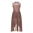 thumbnail image 1 of CHICTRY Kids Girls Modern Lyrical Dance Leotard Dress Hollow Back High-Low Hem Contemporary Dance Dress A Brown 10, 1 of 7