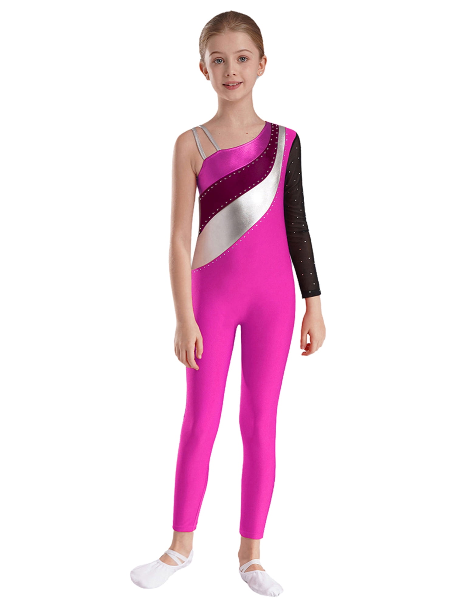 Sequin Leotard Girls Girls' Shiny Metallic Dance Jumpsuit One