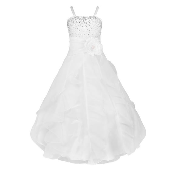 CHICTRY Kids Girls Organza Tutu Princess Dress Rhinestone Decor Birthday Party Dresses White 2