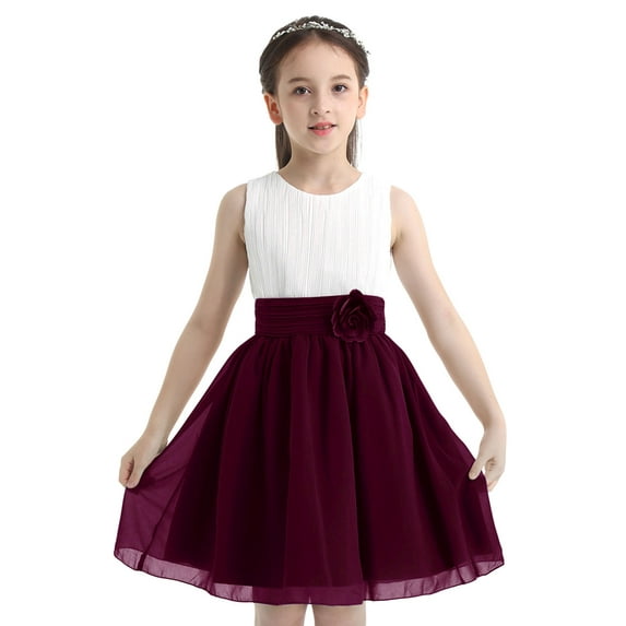 CHICTRY Kids Girls Pleated Flower Girl Princess Dress Chiffon Wedding Bridesmaid Dress
