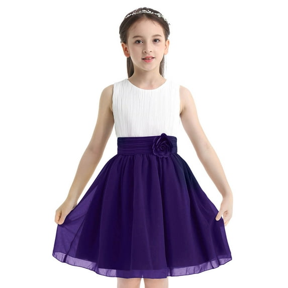 CHICTRY Kids Girls Pleated Flower Girl Princess Dress Chiffon Wedding Bridesmaid Dress