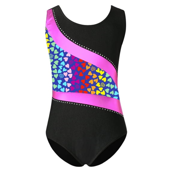 CHICTRY Kids Girls Print Leotard Patchwork Sleeveless Bodysuit for Gymnastics Training Yoga Stage Performance Black Stars 6
