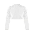 thumbnail image 1 of CHICTRY Kids Girls Satin Bolero Rhinestone Elegant Shrug Cardigan Long Sleeve Coat Flower Girls Dress Cover Up A White 12, 1 of 5