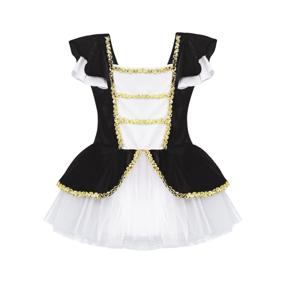 CHICTRY Kids Girls Sequins Cosplay Costume Velvet Mesh Dance Leotard Jumpsuit