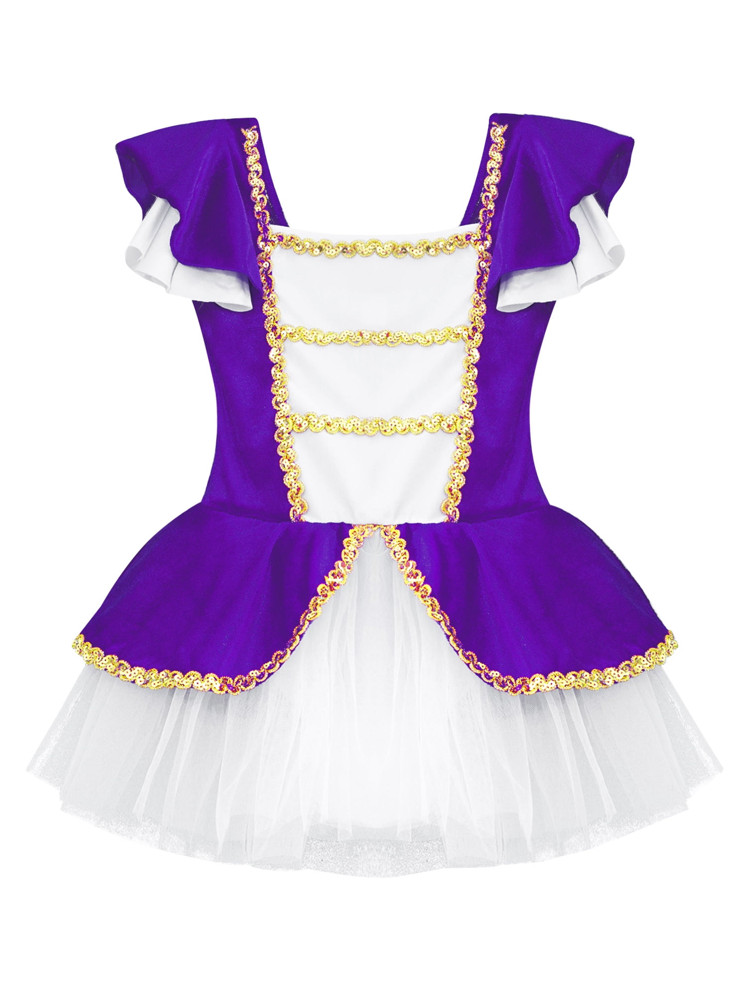 CHICTRY Kids Girls Sequins Cosplay Costume Velvet Mesh Dance Leotard ...