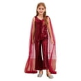 thumbnail image 1 of CHICTRY Kids Girls Sequins One Piece Party Jumpsuits with Tulle Cloak Flower Wedding Prom Dress Burgundy 16, 1 of 7