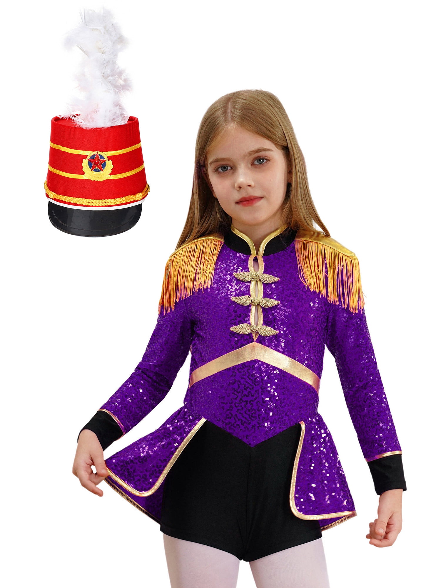 CHICTRY Kids Girls Sequins Ringmaster 2 Pcs Dance Outfit Long Sleeve ...