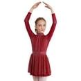 thumbnail image 1 of CHICTRY Kids Girls Shimmery Sequins Skating Dress Long Sleeve Backless Gymnastics Lyrical Dance Dress Dancewear Burgundy 14, 1 of 7