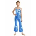 thumbnail image 1 of CHICTRY Kids Girls Shiny Bell-Bottomed Full Bodysuit Metallic Jazz Dance Unitard Sleeveless Gymnastics Jumpsuit Blue 10, 1 of 7