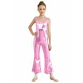 thumbnail image 1 of CHICTRY Kids Girls Shiny Bell-Bottomed Full Bodysuit Metallic Jazz Dance Unitard Sleeveless Gymnastics Jumpsuit Pink 4, 1 of 7