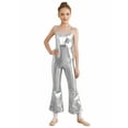 thumbnail image 1 of CHICTRY Kids Girls Shiny Bell-Bottomed Full Bodysuit Metallic Jazz Dance Unitard Sleeveless Gymnastics Jumpsuit Silver 8, 1 of 7