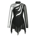 thumbnail image 1 of CHICTRY Kids Girls Shiny Rhinestones Bronzing Dance Dress Long Sleeve Asymmetrical Figure Skating Costume, 1 of 7