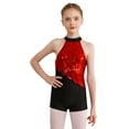 thumbnail image 1 of CHICTRY Kids Girls Shiny Sequins Latin Dance Jumpsuit Tiered Mesh Ruffles Jazz Dancewear Red-A 14, 1 of 7