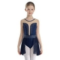 thumbnail image 1 of CHICTRY Kids Girls Shiny Straps Back Lyrical Dance Dress Ballet Leotard Split Skirts Dancewear Navy Blue 12, 1 of 6