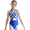 thumbnail image 1 of CHICTRY Kids Girls Sleeveless Striped One Piece Gymnastics Leotard Tumbling Bodysuits Dancewear Royal Blue 10, 1 of 6