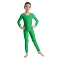 thumbnail image 1 of CHICTRY Kids Girls Solid Color Long Sleeve Ballet Dance Leotard Gymnastics Unitard Biketard,Sizes 5-12 Green 8-10, 1 of 7