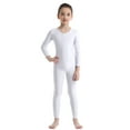 thumbnail image 1 of CHICTRY Kids Girls Solid Color Long Sleeve Ballet Dance Leotard Gymnastics Unitard Biketard,Sizes 5-12 White 10-12, 1 of 7