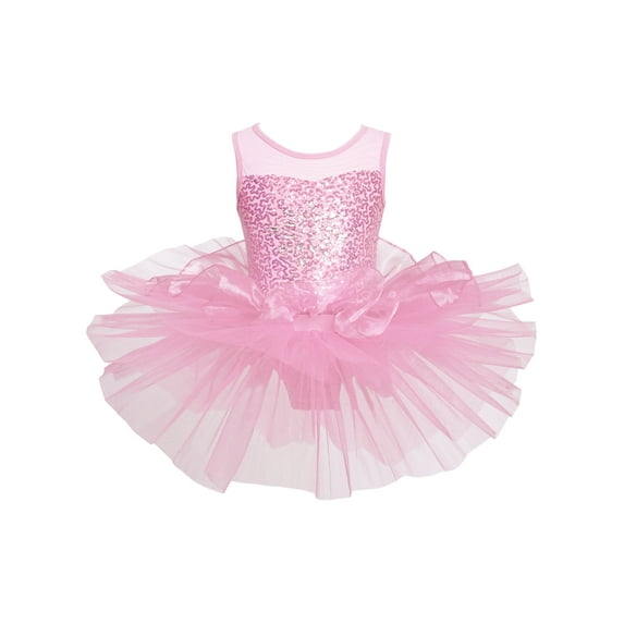 CHICTRY Kids Girls Teens Sequins Ballet Tutu Dance Leotard Dress Ballerina Gymnastics Leotard Dance Wear Pink 10