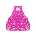 thumbnail image 1 of CHICTRY Kids Girls Tiered Shiny Sequins Latin Dance Crop Top Backless Tank Top Jazz Cha-cha Dancewear Hot Pink 6, 1 of 6