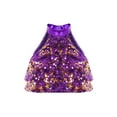 thumbnail image 1 of CHICTRY Kids Girls Tiered Shiny Sequins Latin Dance Crop Top Backless Tank Top Jazz Cha-cha Dancewear Purple 16, 1 of 6