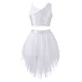 thumbnail image 1 of CHICTRY Kids Girls Tutu Dancewear Shiny Sequins Crop Top with Skirt Dance Outfit White 12, 1 of 7