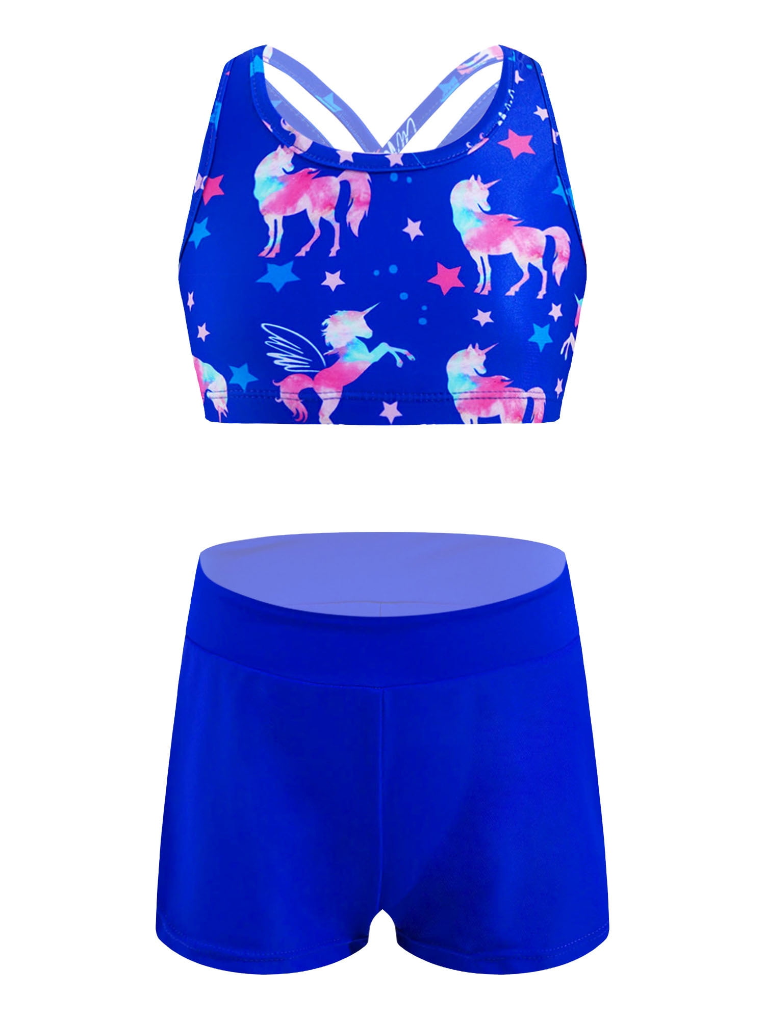 CHICTRY Kids Girls Two Piece Dance Outfit Crop Top with Shorts Set Activewear