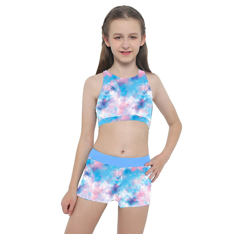 CHICTRY Kids Girls Two Piece Dance Outfit Crop Top with Shorts Set  Activewear Pink 12