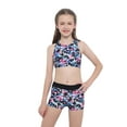 thumbnail image 1 of CHICTRY Kids Girls Two Piece Dance Outfit Crop Top with Shorts Set Activewear, 1 of 7