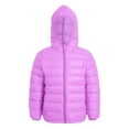 thumbnail image 1 of CHICTRY Kids Girls Winter Warm Coat Zipper Long Sleeve Puffer Jacket Hooded Down Jacket Outerwear Purple 7-8, 1 of 7
