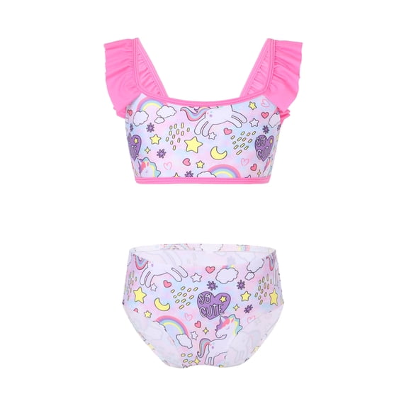 CHICTRY Kids Little Girls 2Pcs Mermaid Swimsuit Tankini Tops with Briefs Swimwear,Sizes 2-8 Pegasus Colorful 12