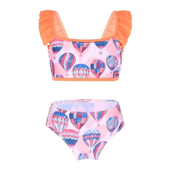 CHICTRY Kids Little Girls 2Pcs Mermaid Swimsuit Tankini Tops with Briefs Swimwear,Sizes 2-8 Pink Orange 4T
