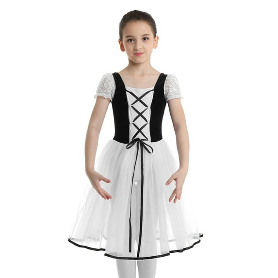 CHICTRY Kids Little Girls Ballet Gymnastics Dress Velvet Leotard Tutu Dress Black XL